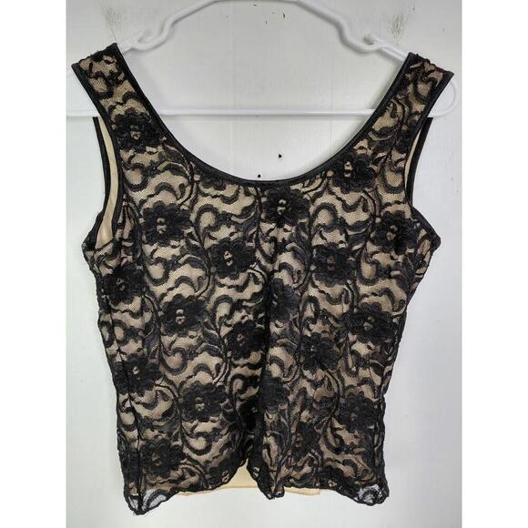 Vintage Top Womens Large Floral Mesh Lace Overlay Y2K Sexy Retro CDW USA Made - Picture 7 of 7